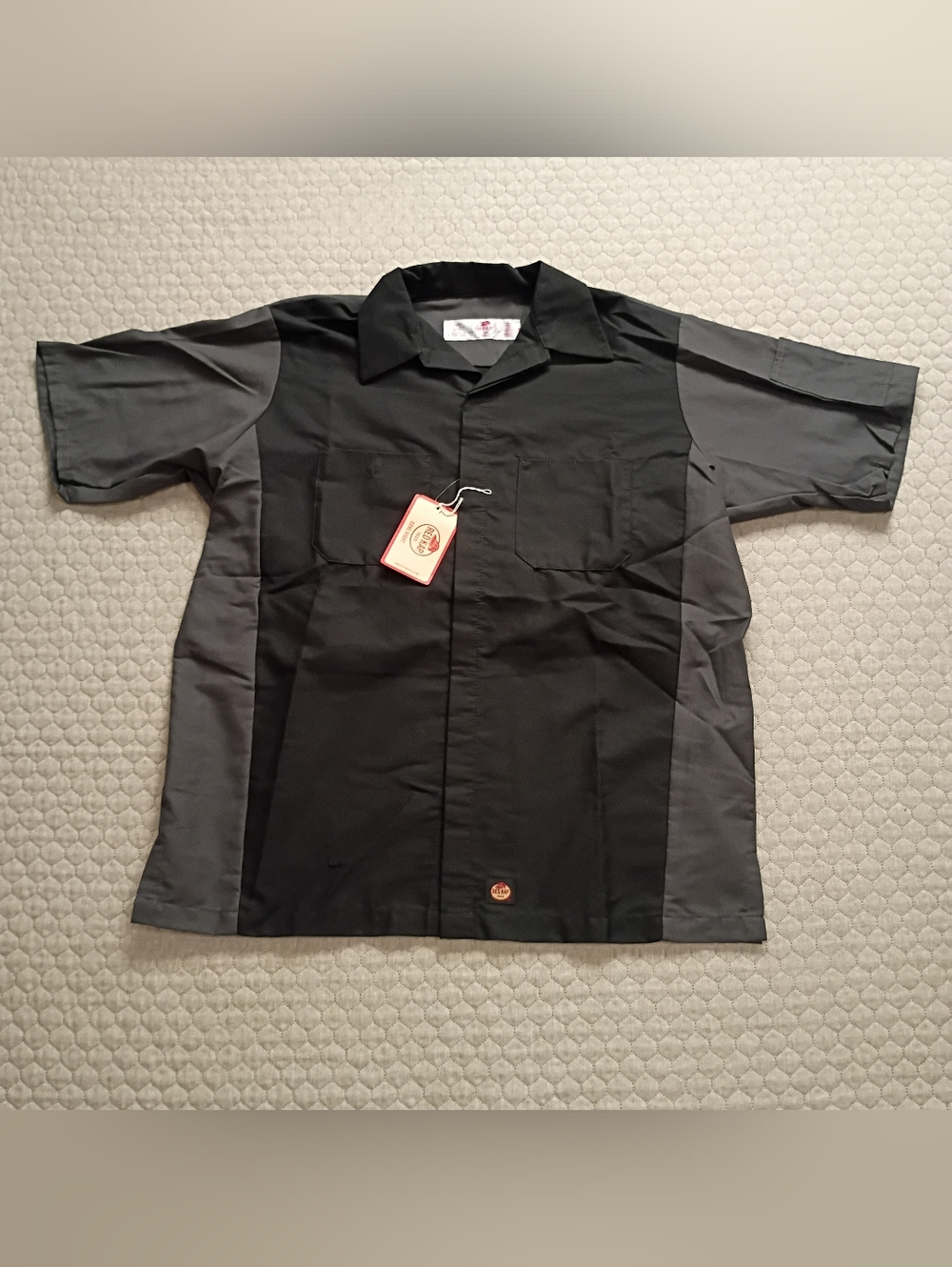 RedKap Work Shirt Men's Large Short Sleeve Black Gray "Audio Monkey" New w/Tags - Picture 1 of 10